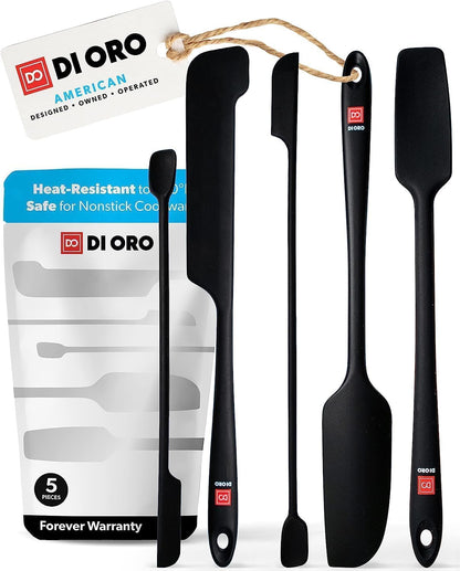 DI ORO Silicone Jar Spatula Set - 600F Heat Resistant, 5-Pc Red