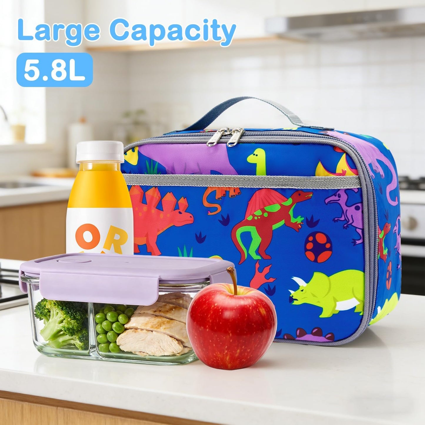 FlowFly Kids Lunch box Insulated Soft Bag Mini Cooler Back to School Thermal Meal Tote Kit for Girls, Boys, Black