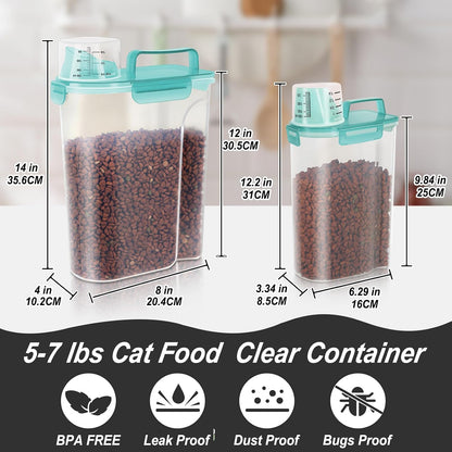 LEAWALK 5-7Lbs Dog Cat Food Storage Container with Upgraded Large Nozzle BPA-free, 4 Snap Seals Plastic Pet Food Storage Containers with Handles are Easy to Clean and Carry