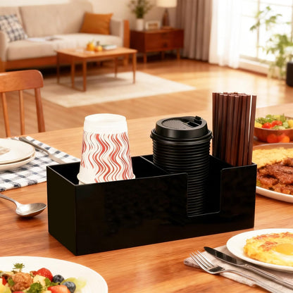 Coffee Cup Holder for Countertop, Acrylic Disposable Cup Organizer Clear Coffee Station Organizer for Cup Lid Stirrers Pod Coffee Bar Accessories