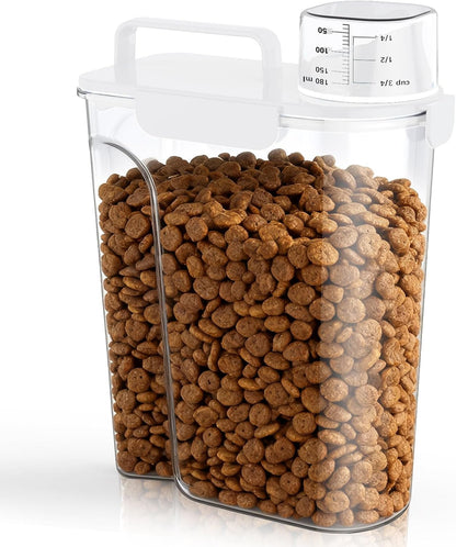 Uppetly Dog Cat Food Storage Container, 5-7Lbs Pet Food Containers, Airtight Cat Food Container with Portable Handle & Measuring Cup, Small Animal Dry Food Dispenser for Dogs, Cats and Birds Green