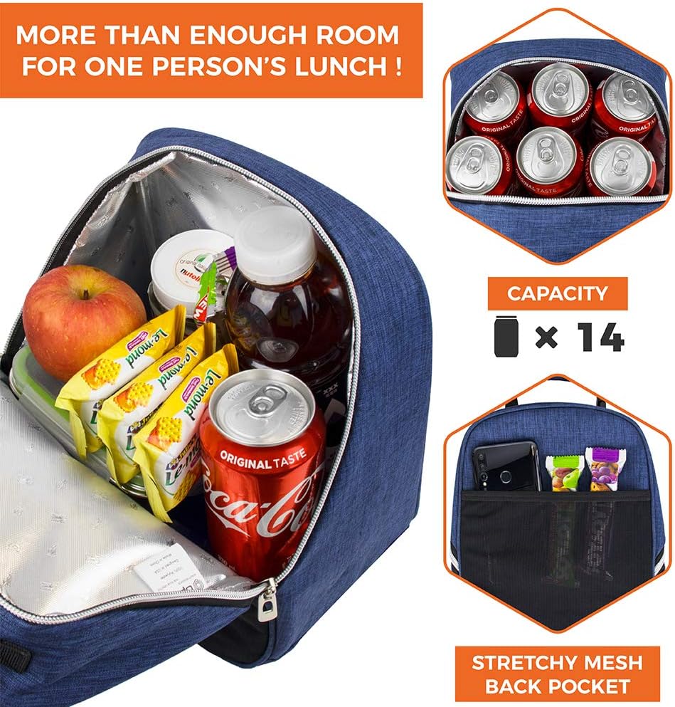 opux Lunch Box for Girls Boys Kids, Insulated Leakproof Lunch Bag, Reusable Teen Lunch Boxes for School, Medium Large lunchbox for Women Men Adult for Work with Front Back Pocket (Purple)