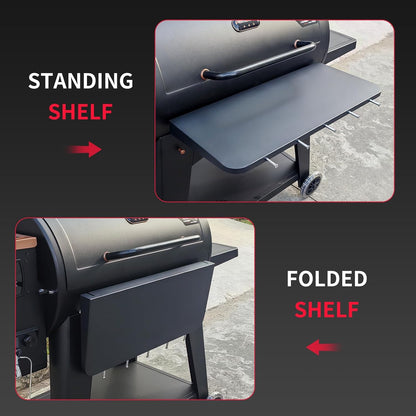 Upgraded Grill Table for Weber Kettle 22"/18"/26", Master Touch 22", Smokey Mountain, Recteq Pellet Grill RT-B380, Prep Station with Cutting Board, Basin, 4 Hooks, Shelf for Weber Kettle Accessories