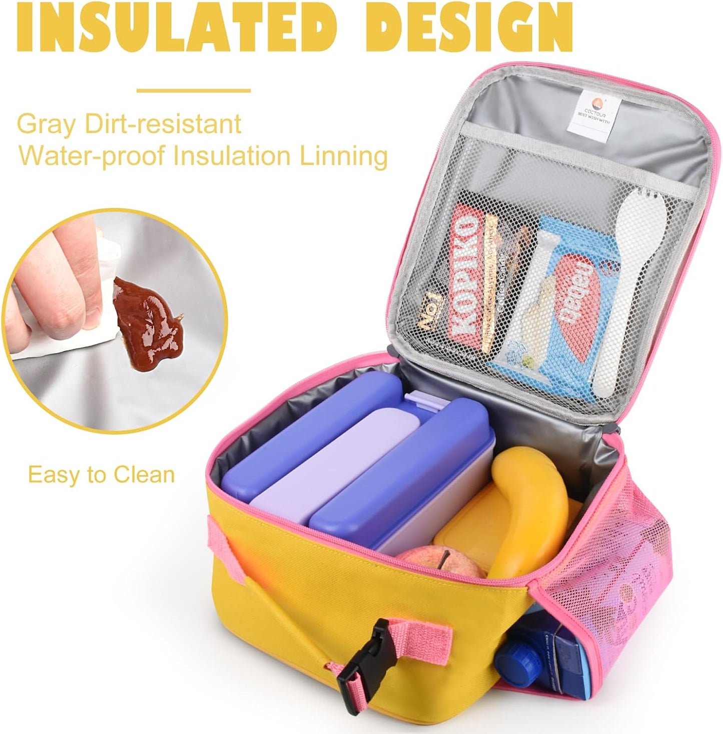 CaCTOUR Lunch Box Kids,Premium Insulated Lunchbox for Girls Boys,Soft Mini Cooler Bag Back to School Thermal Reusable Lunch Bag for Work School Picnic (Blue)