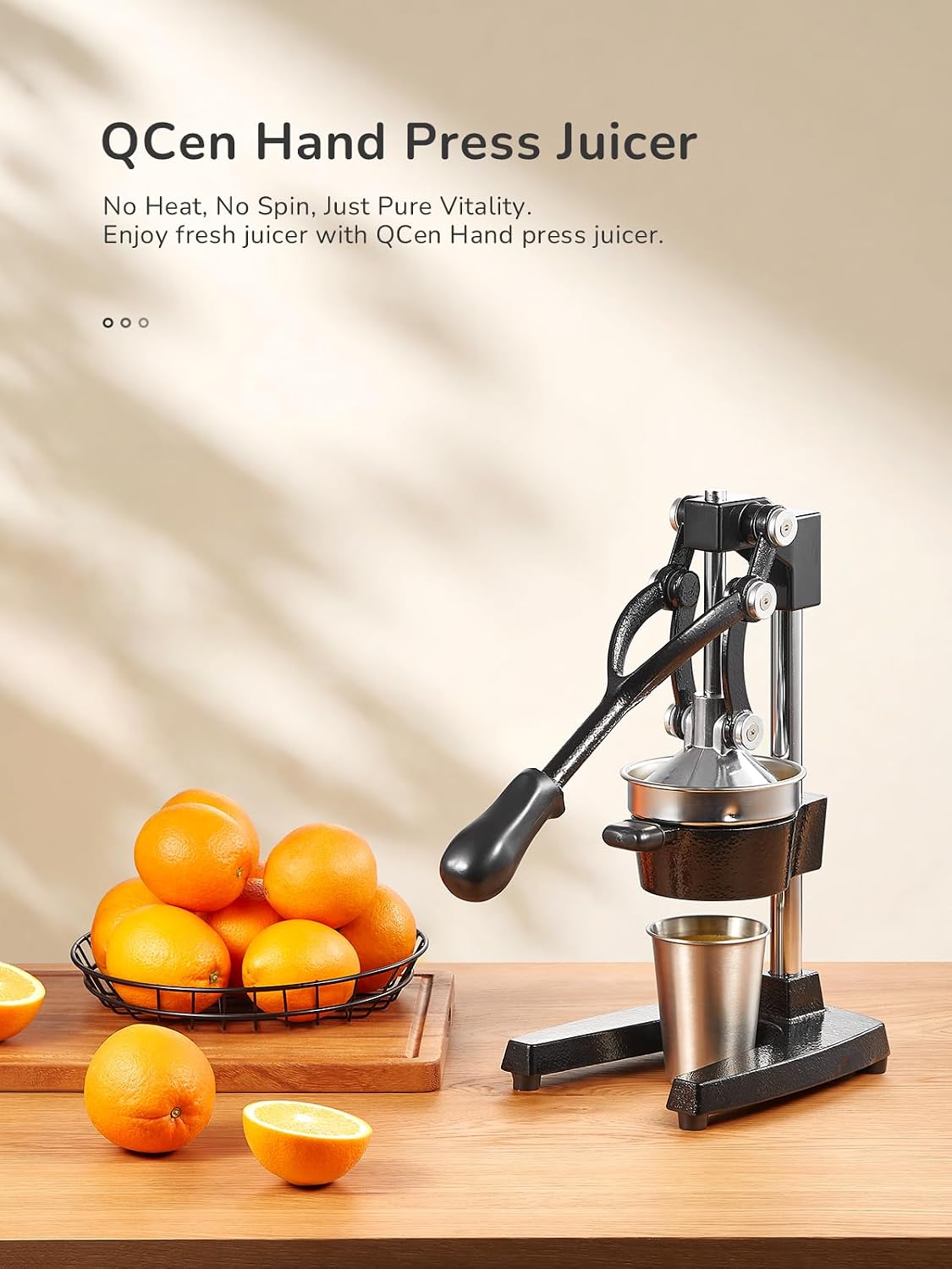 QCen Manual Citrus Juicer Cast Iron Heavy Duty Orange Press