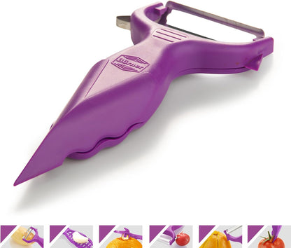Börner Vegetable Peeler (6-in-1) • Garnishing Peeler with Grater • Multifunctional Peeler for Fruits & Vegetables • Fruit Peeler, Universal Peeler, Potato Peeler • Color: White