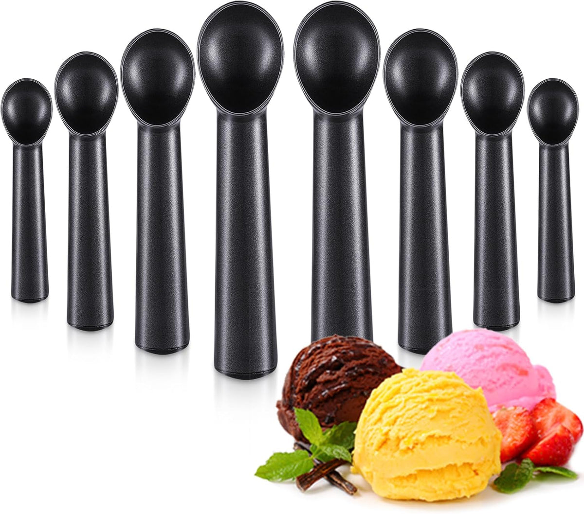 Gejoy Ice Cream Scoop Set, Ice Cream Scoops 7 Inch, Silver