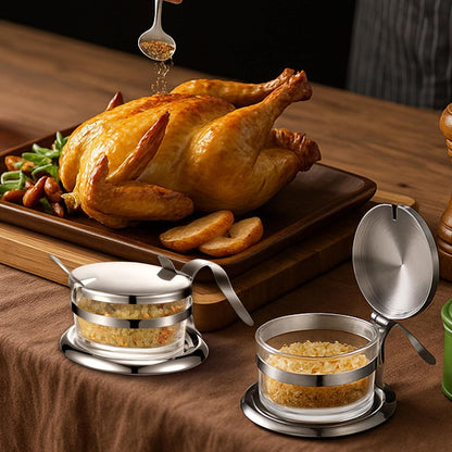 Honeydak Stainless Steel Salt Cellar with Spoon 6.76 oz
