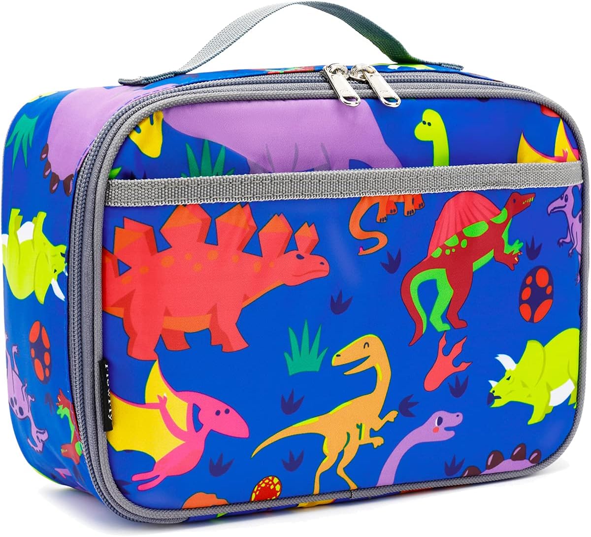 FlowFly Kids Lunch box Insulated Soft Bag Mini Cooler Back to School Thermal Meal Tote Kit for Girls, Boys, Black