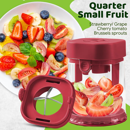 Small Fruit Cutter for Grape, Strawberry, Cherry Tomato (Red)
