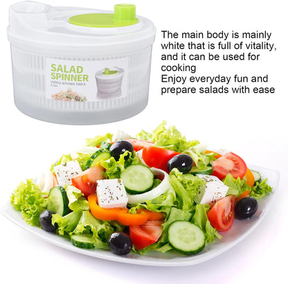 3L Salad Spinner,Fydun Versatile Lettuce Dryer with Colander & Bowl, for Berries, Fruits, and Veggies, White & Green