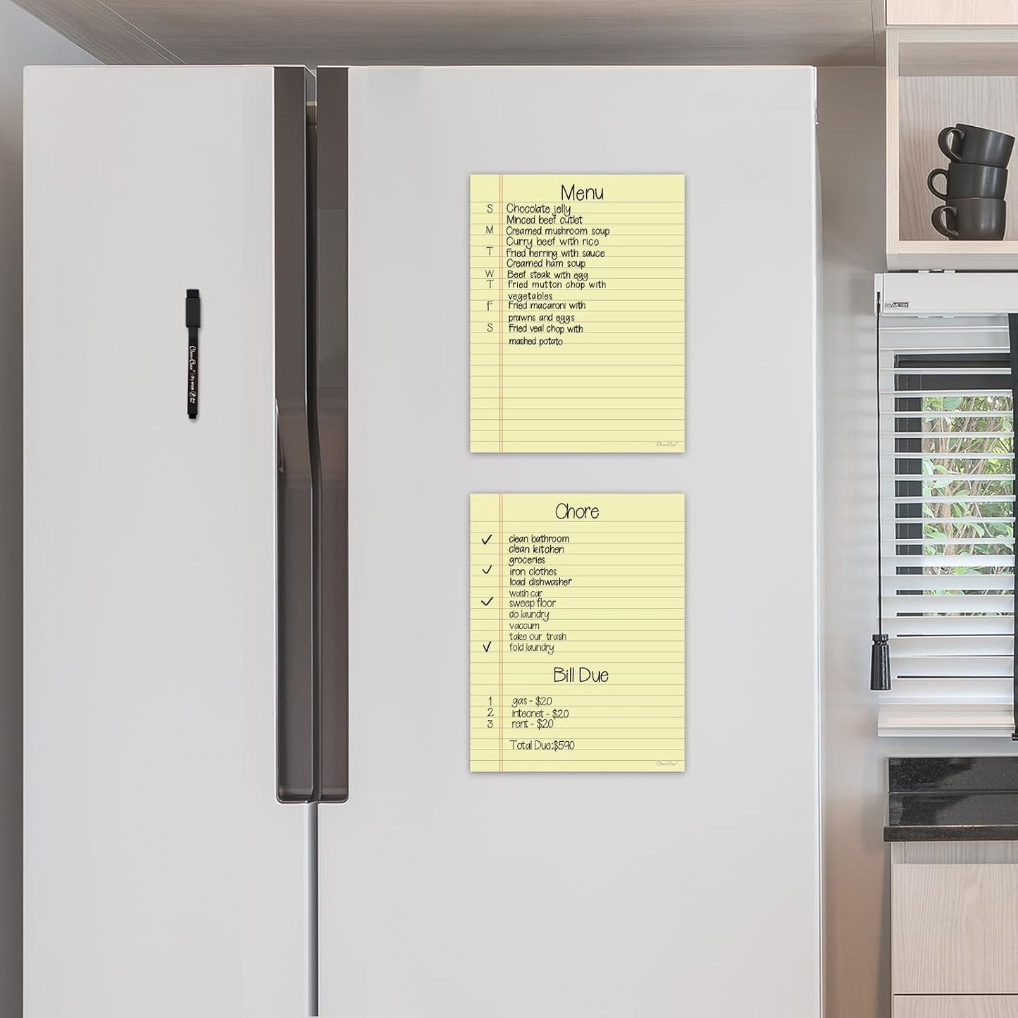 Magnetic Dry Erase Board - 8.5”x11” Dry Erase Whiteboard in 3 Colors - Reusable Blank Whiteboard for Fridge – 6 Dry Erase Markers Included