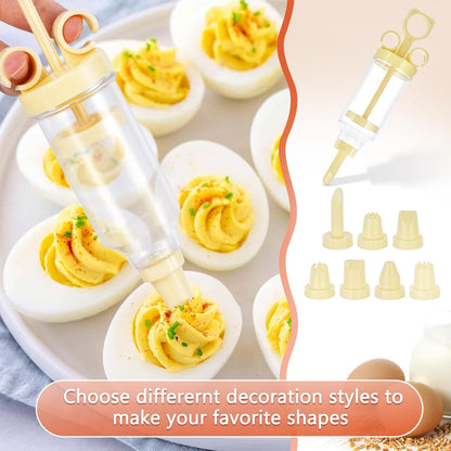 3 Pack Deviled Egg Containers with Lid and 8 Pcs Deviled Egg Injector Piping Tool, Egg Organizer for Refrigerator, Fridge Stackable Countertop Portable Egg Platter (pink,blue,green)