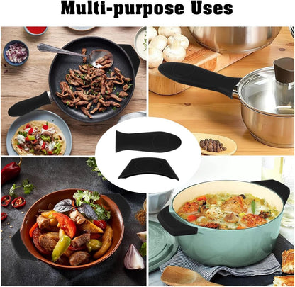 Cast Iron Handle Cover Silicone Pot Holders 2PCS Cast Iron Skillet Handles Cover Heat Resistant Silicone Hot Handle Holder Cast Irons Handless Sleeve for Frying Pan Cast Irons Skillet Griddle Cookware