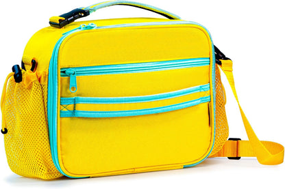 Cerbonny Kids Lunch Box, Insulated Lunch Bag for Girls and Boys, Durable Polyester with PEVA Lining, Adjustable Shoulder Strap, 10.8"L x 4"W x 8.8"H, 5 Pockets
