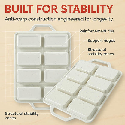 2-Pack Silicone Muffin Pan Set – Regular 12 Cup & Mini 24-Cup Silicone Muffin Pans for Baking – Nonstick Silicone Cupcake Pan with Metal-Reinforced Handles – BPA-Free, Dishwasher-Safe, Cream
