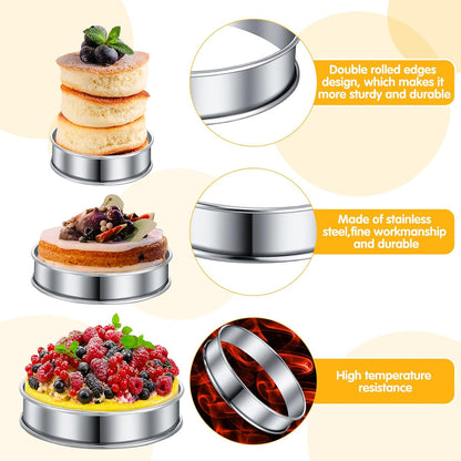 Boao 16 Pcs Cookie Rings for Baking English Muffin Ring Egg Mold, 3 Inch