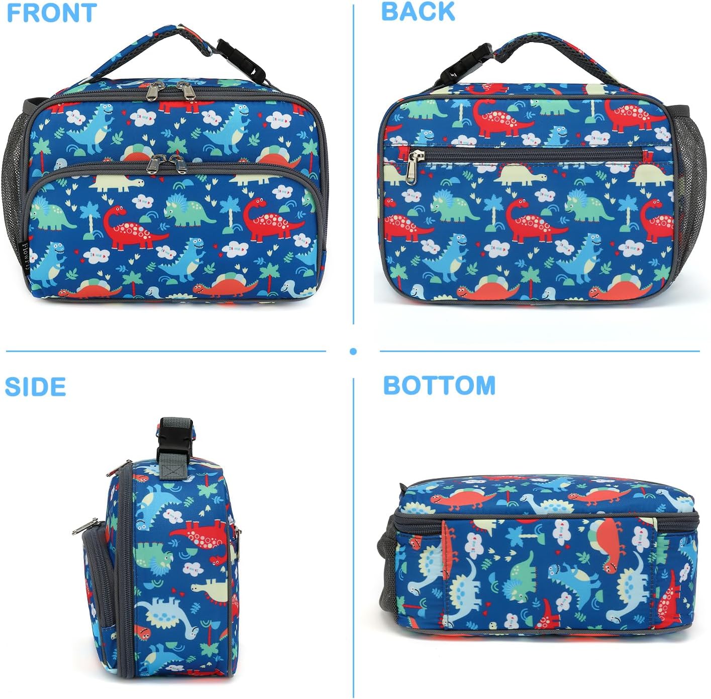 FlowFly Kids Lunch box Insulated Soft Bag Mini Cooler Back to School Thermal Meal Tote Kit for Girls, Boys, Astronaut - Colors B