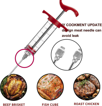 Meat Injector Syringe, 1-oz Plastic Marinade Turkey Injector Kit