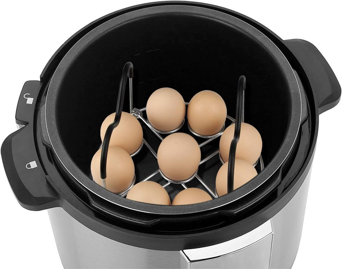 Steamer Rack Trivet with Heat Resistant Silicone Handles Compatible with Instant Pot Accessories 6 Qt 8 Quart, Stainless Steam Rack Pressure Cooker Trivet - Long Handles for Easy Chicken & Pot Removal