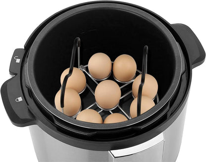 Steamer Rack Trivet with Heat Resistant Silicone Handles Compatible with Instant Pot Accessories 6 Qt 8 Quart, Stainless Steam Rack Pressure Cooker Trivet - Long Handles for Easy Chicken & Pot Removal