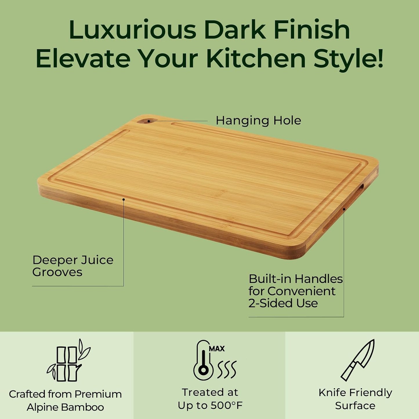 Keechee Wood Cutting Board for Kitchen - Reversible Bamboo Cutting Boards Gift Set of 3 with Juice Groove, Wooden Chopping Board for Meat, Fruit, Vegetables & Cheese (Pre Oiled, Natural)