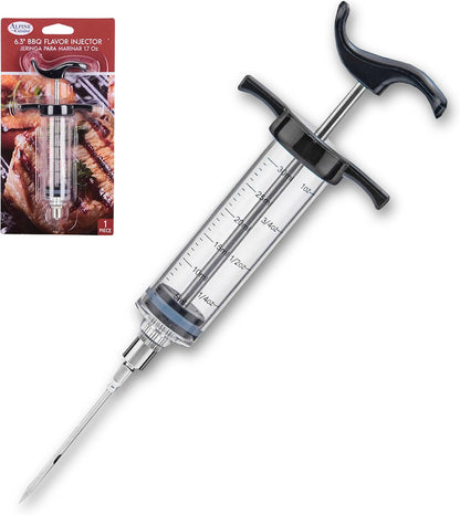 Alpine Cuisine BBQ Injector 6.3-Inch - Perfectly Marinate Your Meat with the Stainless Steel Injector Meat - Inject Sauces, Brines, & Marinades for a Juicy and Flavorful BBQ - Durable & Easy to Use