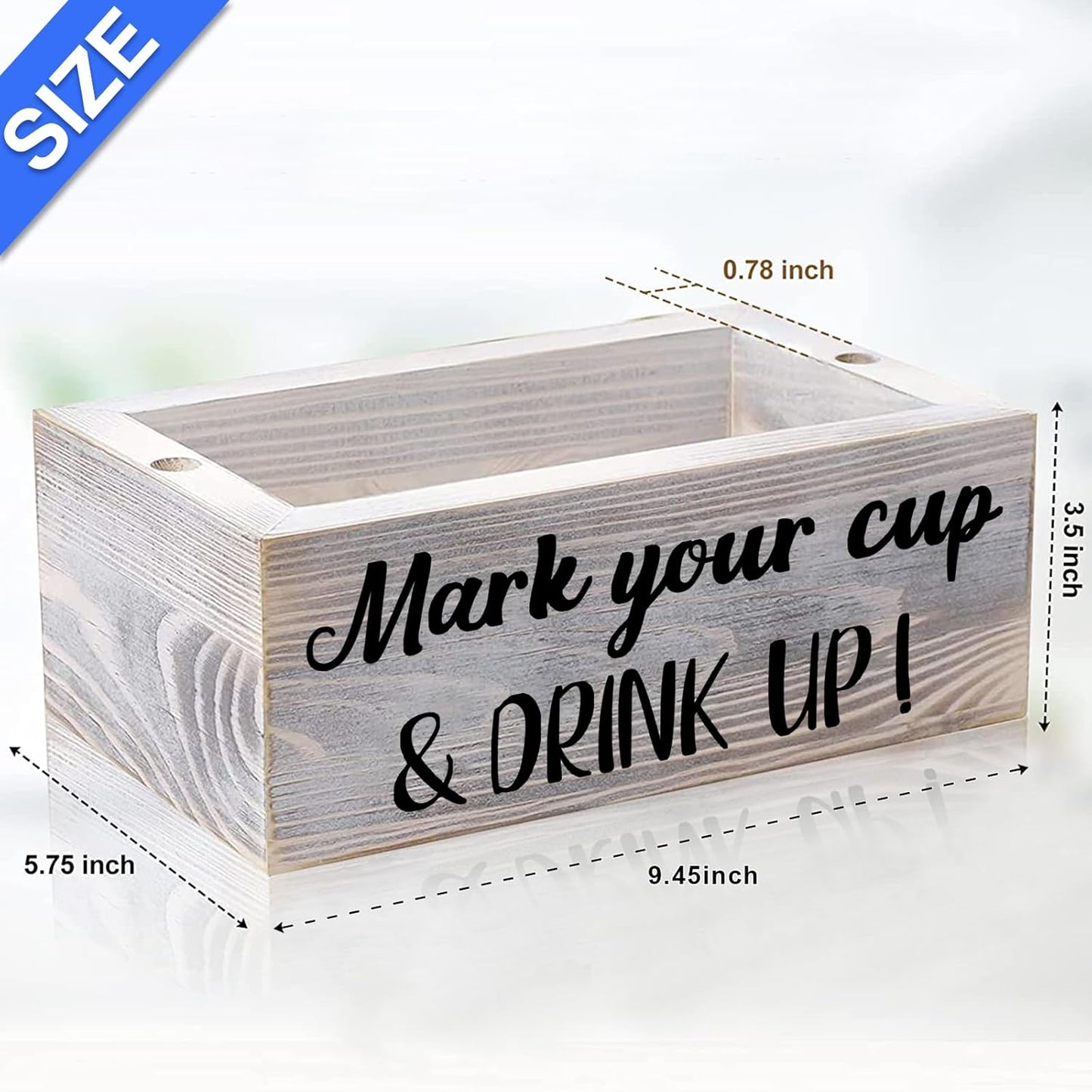 Wooden Cup Holder with Marker Slot, Disposable Plastic Party Cup Organizer for Holiday Gatherings - Hosting Essential to Mark Your Cup & Drink Up, Prevent Mix-Ups, Reduce Waste
