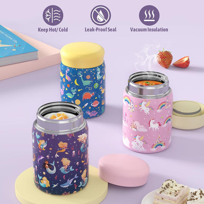 Kids Bento Lunch Box with Thermo Leak-Proof Snack Lunch Containers with Insulated Lunch Bag Utensils Set Back to School Supplies Gifts for Boys and Girls Toddlers Kindergarten Lunch Accessories Blue
