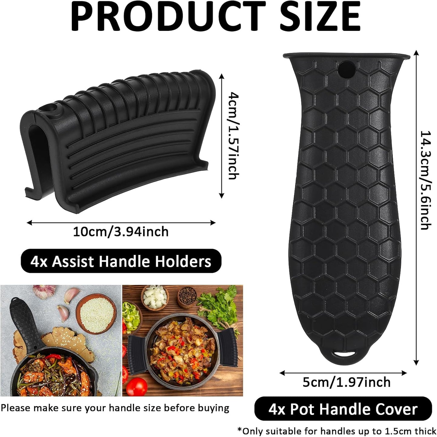 8 Pack Silicone Hot Handle Holder Cover Cast Iron Handle Cover Silicone Pot Holders Heat Resistant Assist Pan Handle Sleeve Non-Slip Pot Handle Covers for Cast Iron Skillet Metal Pan
