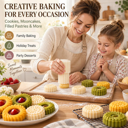 Sunflower Patterned Round Hand Press Mooncake Double Ended Pastry Mold