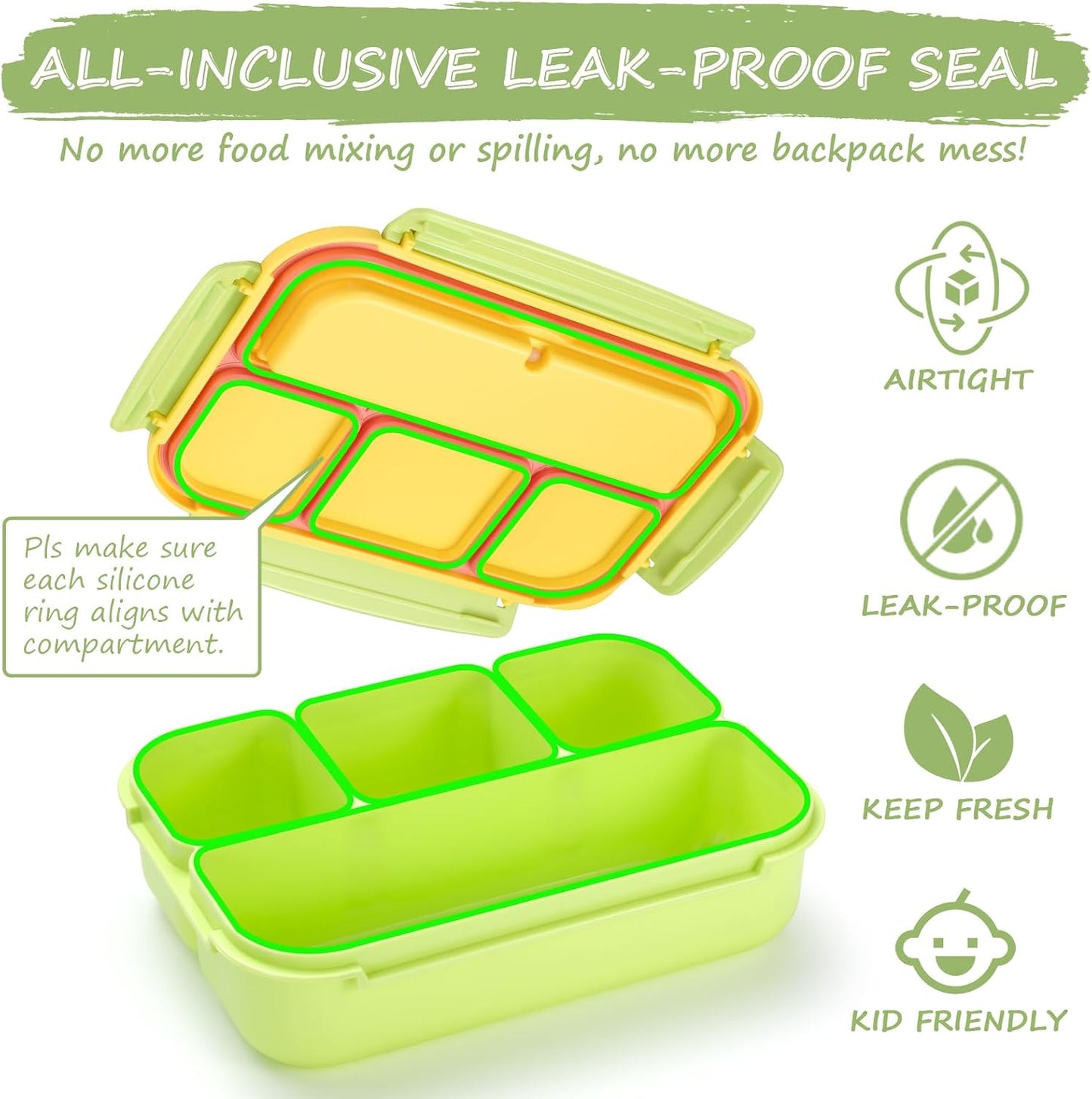 QQKO Bento Lunch Box for Kids Girls Boys, Toddler Kids Lunch Boxes for School, Lunch Containers for Adults with 4 Compartments, Sauce Container, Utensils, Food Picks and Muffin Cups, Purple