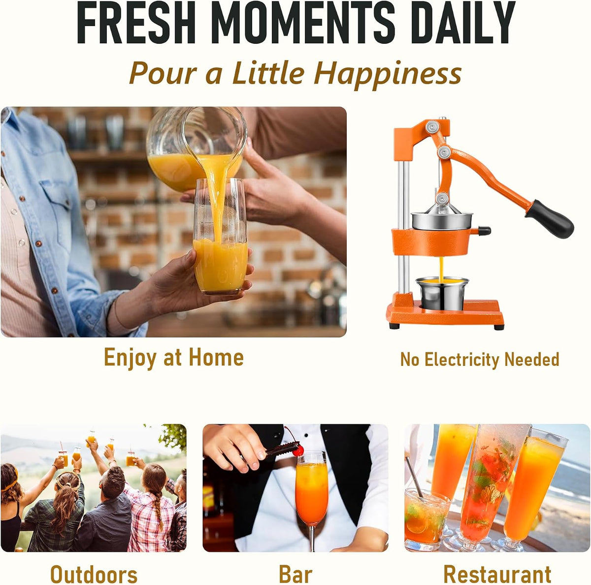 TONGCHANT Cast Iron Manual Juicer for Orange Lemon Citrus Fruit & Lime
