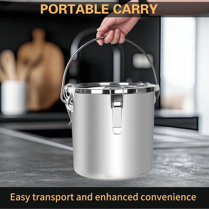 21L/5.6GAL and 12L/3.2GAL Stainless Steel Airtight Canister, Food Storage Canisters with Lid&Locking Clamp for Rice Flour Sugar Grain Coffee Bean Storage Containers (12L & 21L,2 CANISTERS)