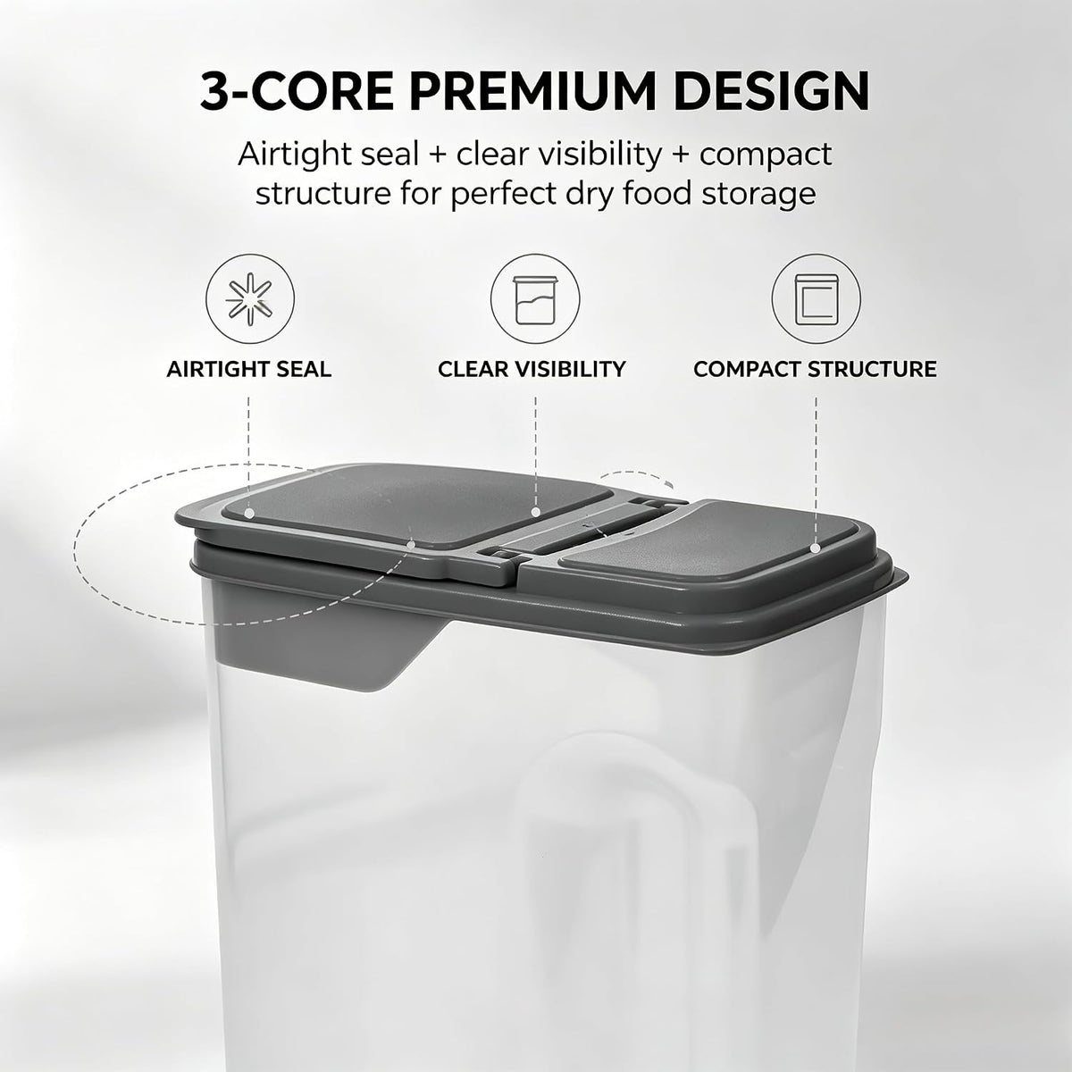 Cereal Containers Storage Airtight Food Organizers with Lids, 32 Cup BPA-Free Plastic Holder for Kitchen Pantry Organization, Clear Rice Flour Sugar Dry Goods Dispenser