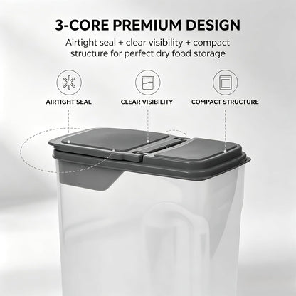Cereal Containers Storage Airtight Food Organizers with Lids, 32 Cup BPA-Free Plastic Holder for Kitchen Pantry Organization, Clear Rice Flour Sugar Dry Goods Dispenser