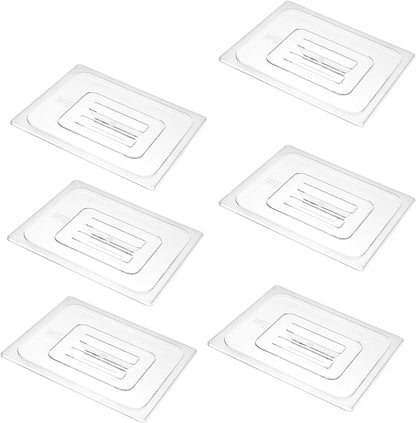 6 -Pack 1/4 Size 6" Deep Polycarbonate Food Pans, and Handled Lids Bundle