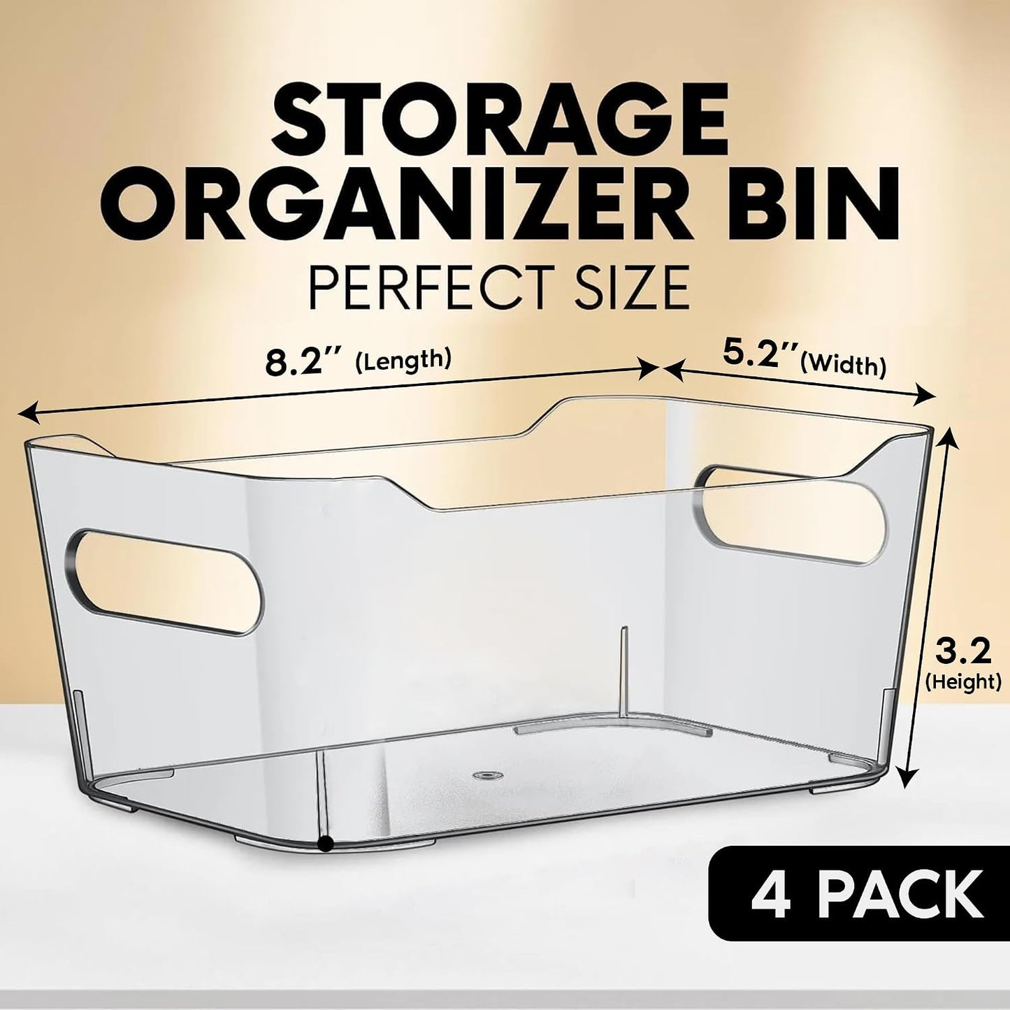 Clear Plastic Storage Bins, Pantry Organizers and Storage Containers, Large Fridge Organizer Bins, Home Kitchen Cabinet Organizer, Medicine Cabinet Bin for Organizing Freezer Closet