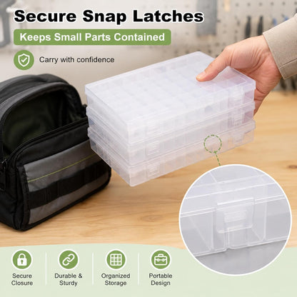 APACALI 6 Pack Plastic Organizer Box with Dividers, 18 Grids Clear Tackle Box Organizer, Adjustable Compartment Storage Boxes for Beads, Jewelry, Crafts, Fishing Lures, Screws and Small Parts