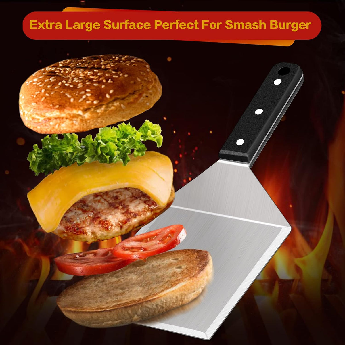 Leonyo Heavy Duty Stainless Steel Hamburger Spatulas Turner