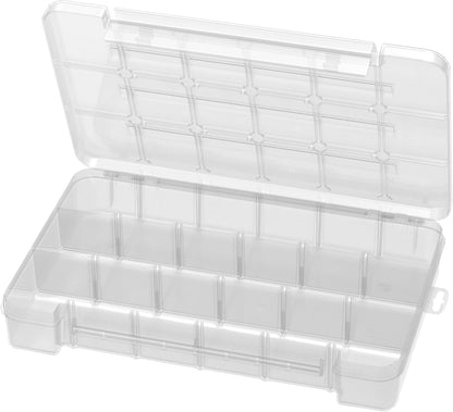 Akro-Mils 05705 Plastic Portable Parts Storage Case for Hardware and Crafts with Hinged Lid and 4 Adjustable Dividers, (8-3/8-Inch x 5-Inch x 1-5/8-Inch), Small, Clear
