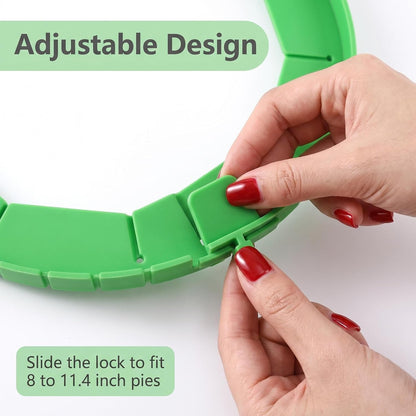 Silicone Pie Crust Shields (2-Pack), Adjustable Pie Protectors,2-Pack Adjustable Silicone Pie Crust Shield, Reusable Pie Crust Protector with insulated gloves, Pie Shield Green.