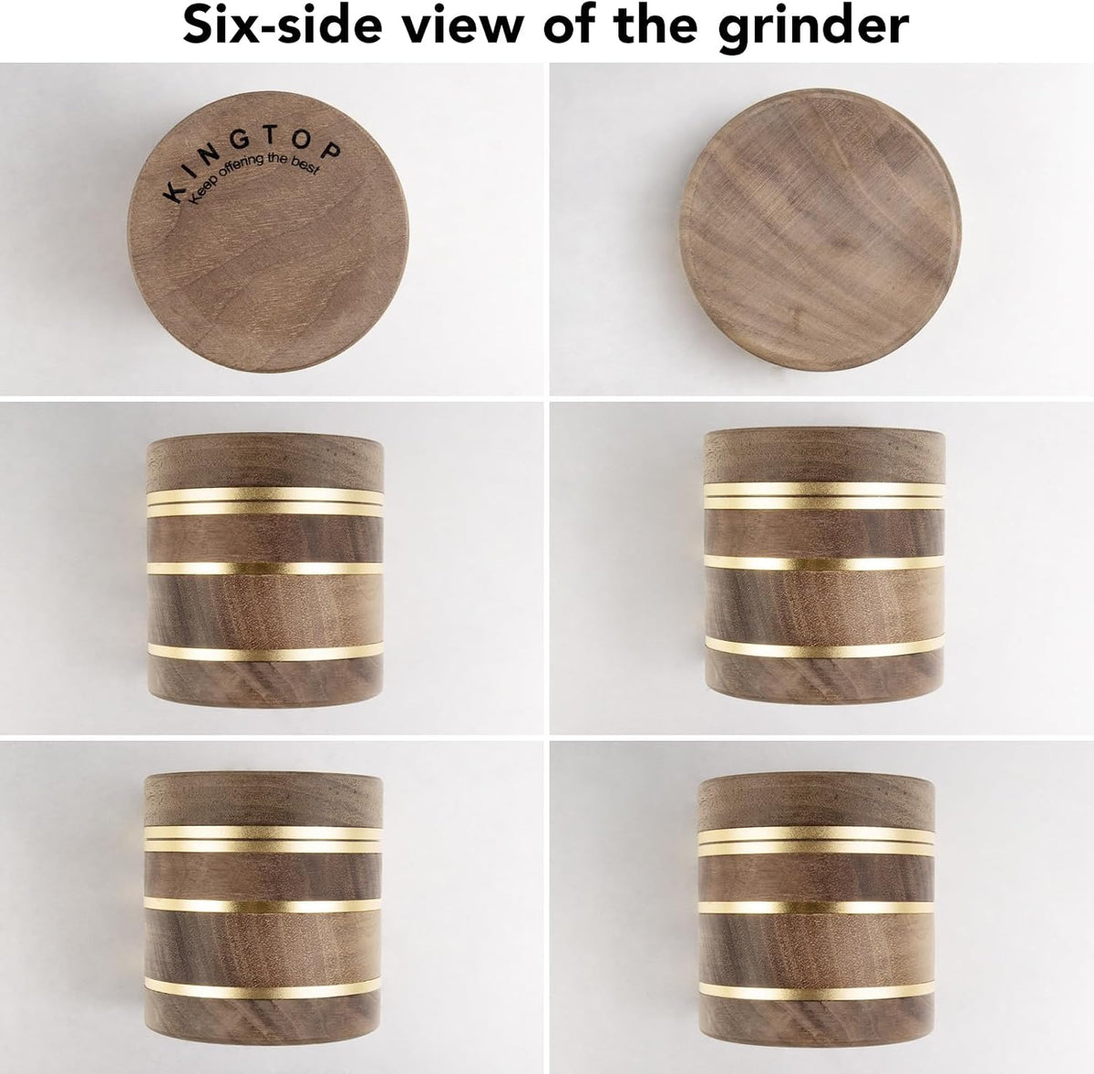 KINGTOP 2.5" Grinder Manual Spice Grinder, Walnut Wood & Aluminum Mill