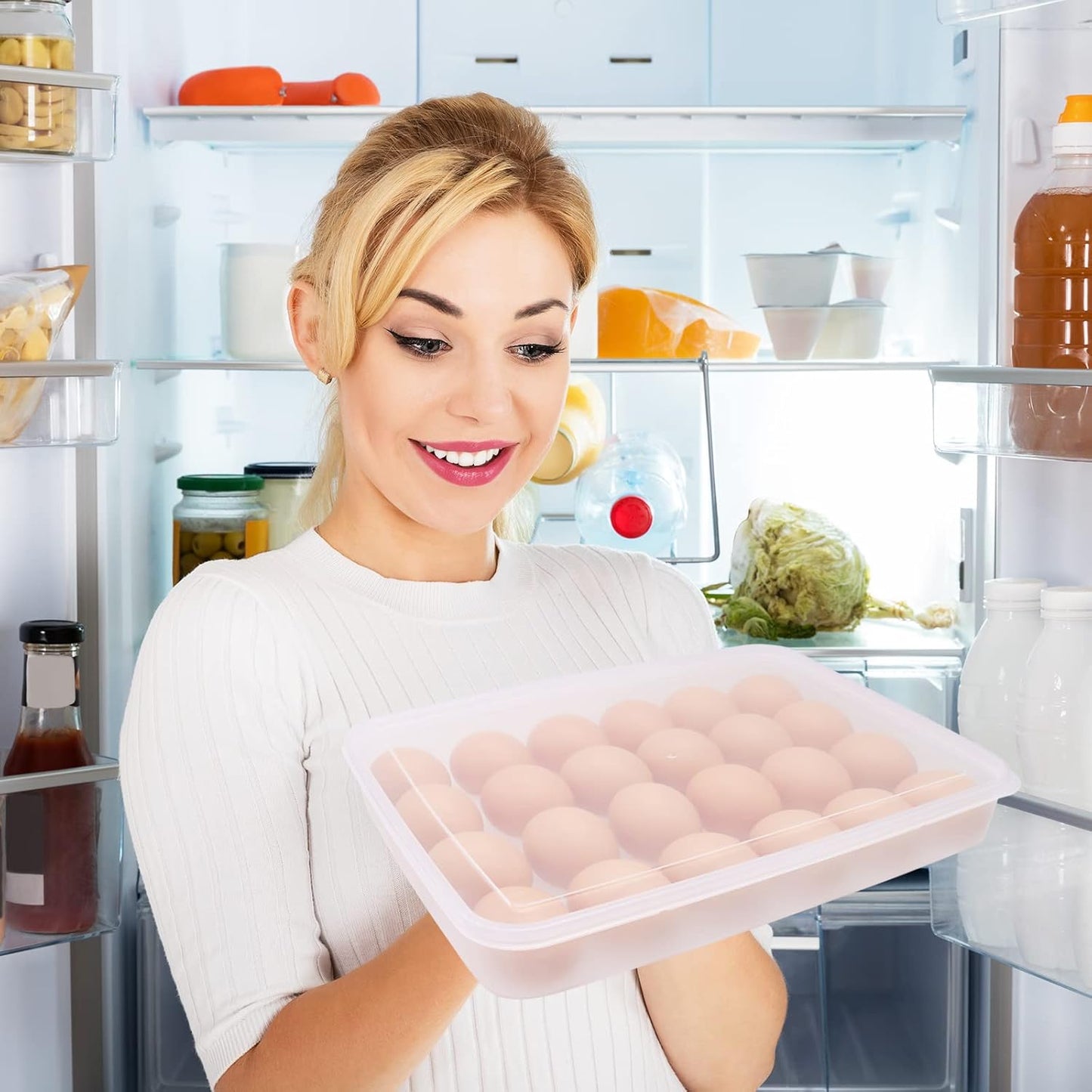Anyumocz 72 Eggs Holder,3-Layer Deviled Egg Tray with Lid,Egg Containers for Deviled Egg,Egg Carrier Box Dispenser Container with Handle for Refrigerator