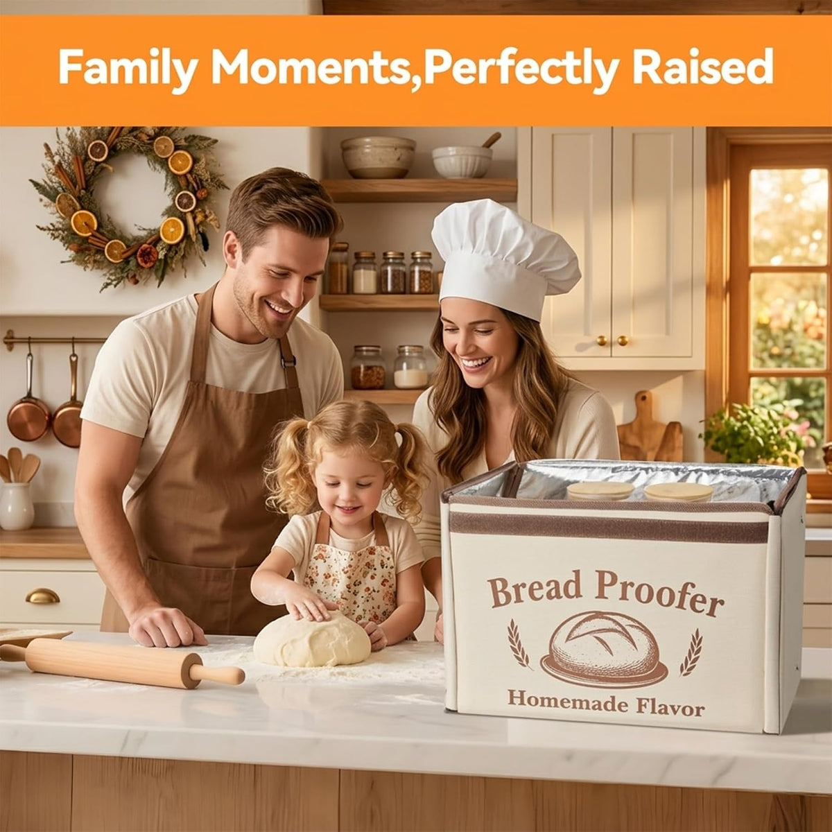 Proofing Box - Foldable Proofing Bread Box with 68-122°F Temp Control & 48H Timer, Bread Proofer for Sourdough, Pizza Dough, Yogurt, Kombucha, 5-Layer Fabric