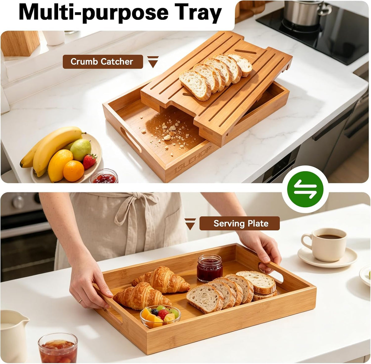 Bread Slicer for Homemade Bread – Steel Guides, Bamboo Crumb Tray
