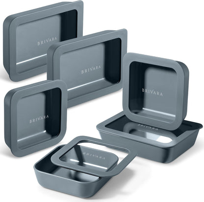 Ceramic Coated Glass Food Storage Container | No PTFE, PFOA, PFAS, and BPA | Reusable Non Toxic Meal Prep Container with Glass Lid | Easy To Store | 3 Cup Rectangle [Onyx]