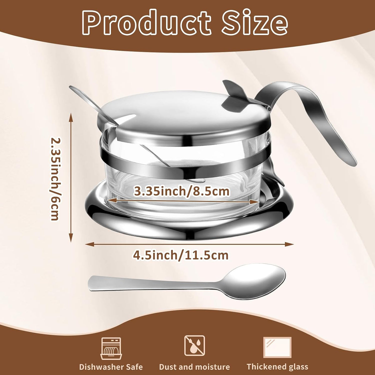 Honeydak Stainless Steel Salt Cellar with Spoon 6.76 oz
