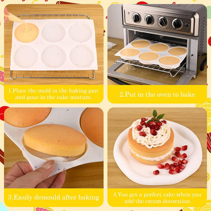 HUAKENER 2 Pcs Mini Fluted Cake Pan, 6-Cavity Fluted Cake Mold, Non-stick Silicone Baking Mold for Cupcakes, Donuts, Cornbread, Brownies, Jellies