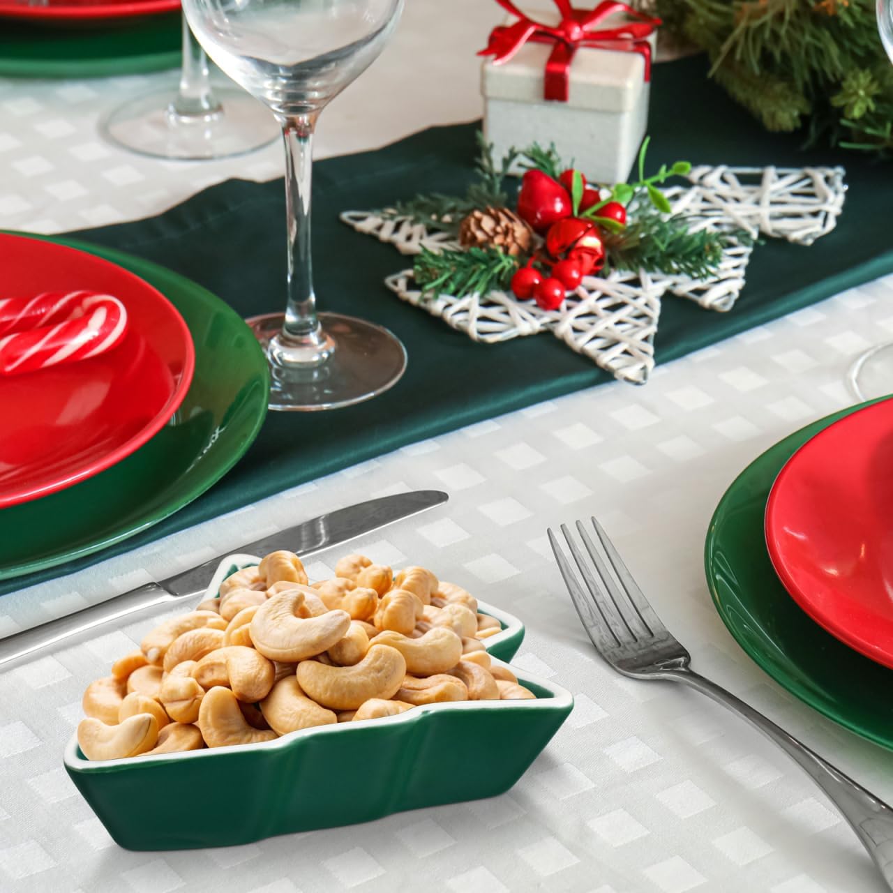 Operitacx Ceramics Serving Tray Christmas Tree Fruit Tray, Veggie Tray Fruit Platter for and Vegetable Snacks Dips